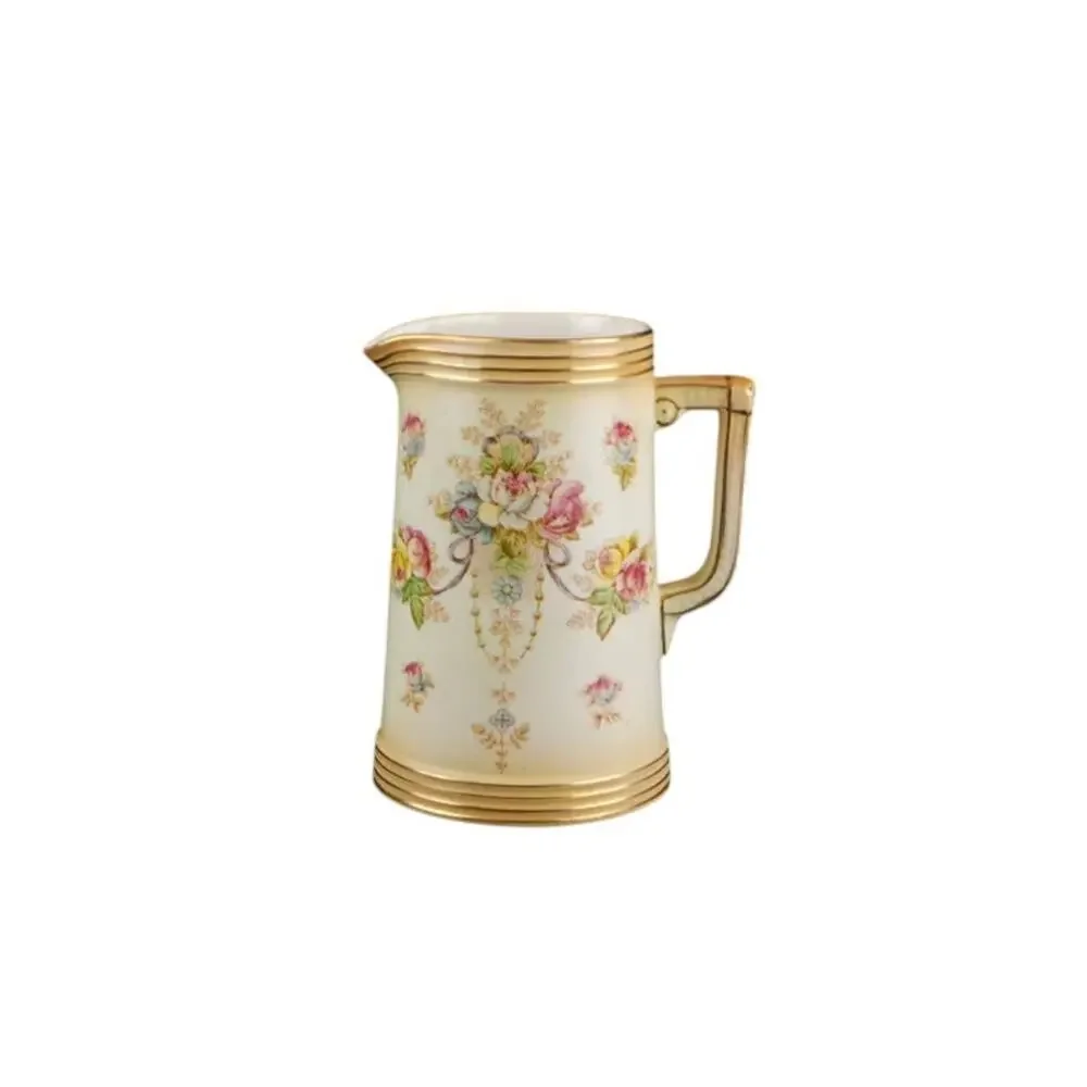 Vintage England Beige Porcelain Pitcher Royal Crown Devon S.Fielding & Co Wye